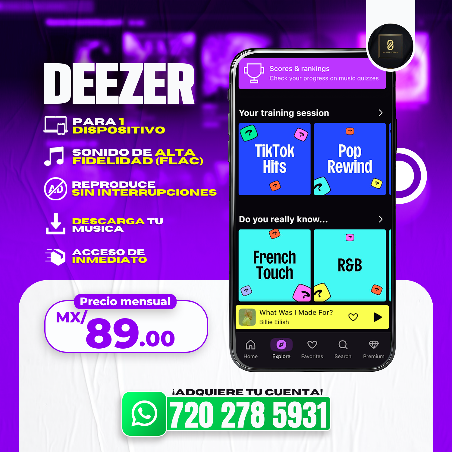 Deezer Premium a un precio exclusiivo, musica de alta calidad en una de las plataformas mas solicitadas